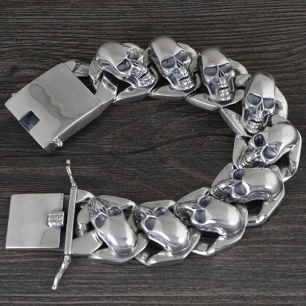 Silver Multi Skull Bracelet