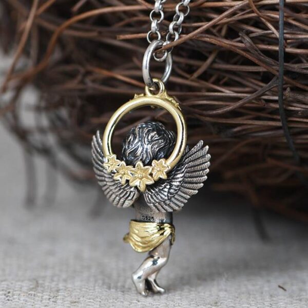 Baby Angel Turquoise Cupid Pendant Necklace