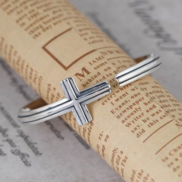 Sideways Cross Cuff Bracelet