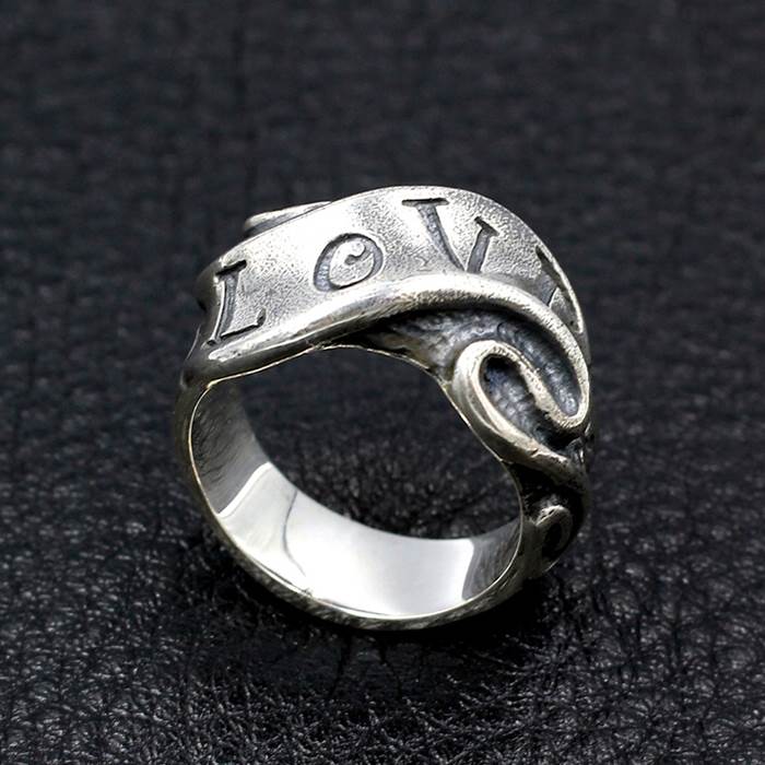 Sterling Silver Love & Hate Ring VVV Jewelry