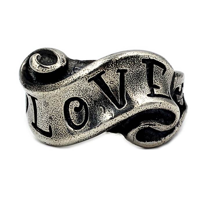 Sterling Silver Love & Hate Ring VVV Jewelry