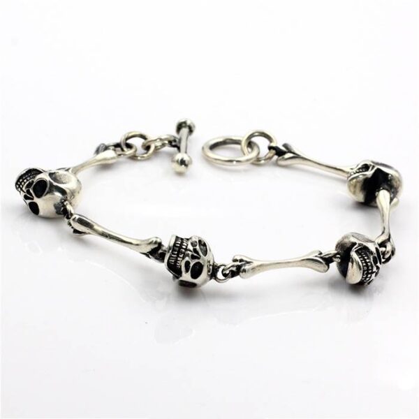 Silver Bones Skull Bracelet