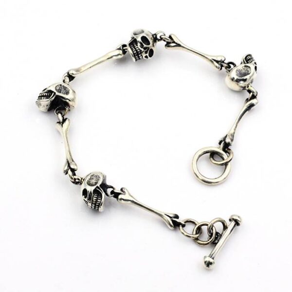 Silver Bones Skull Bracelet