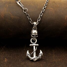 Skull Anchor Pendant Necklace