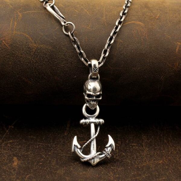 Skull Anchor Pendant Necklace