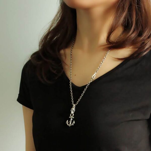 Skull Anchor Pendant Necklace