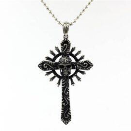 Sun Cross Skull Pendant Necklace