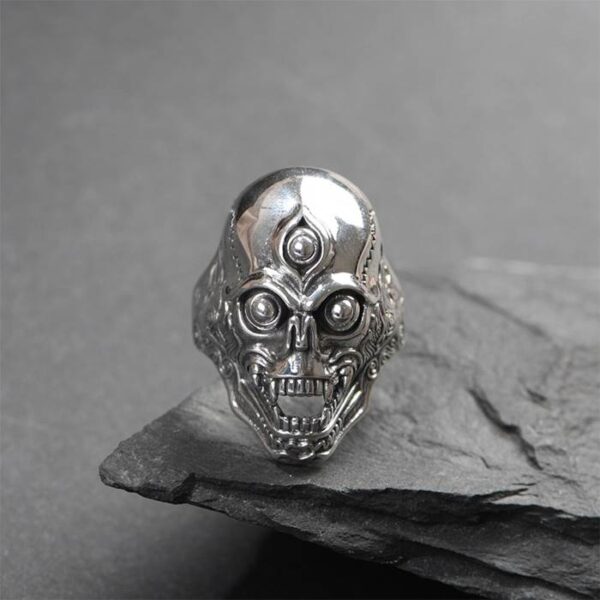 Silver Third Eye Skull Ring