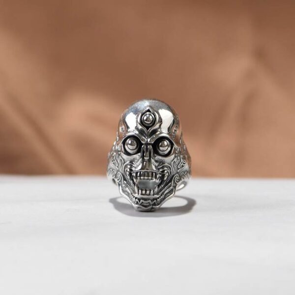 Silver Third Eye Skull Ring