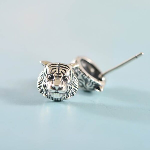 Silver Tiger Earrings Studs