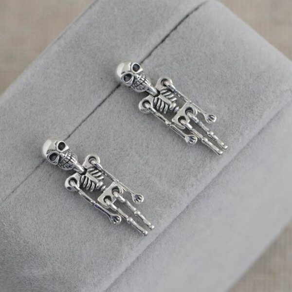 Silver Skeleton Drop Earrings