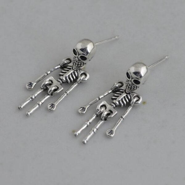 Silver Skeleton Drop Earrings