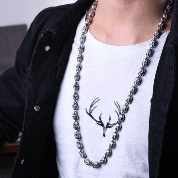 Long Skull Chain Necklace