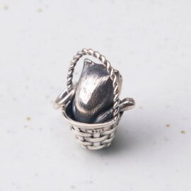 Silver Cat Basket Pendant Necklace