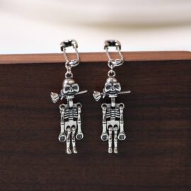 Safety Pin Skeleton Earrings