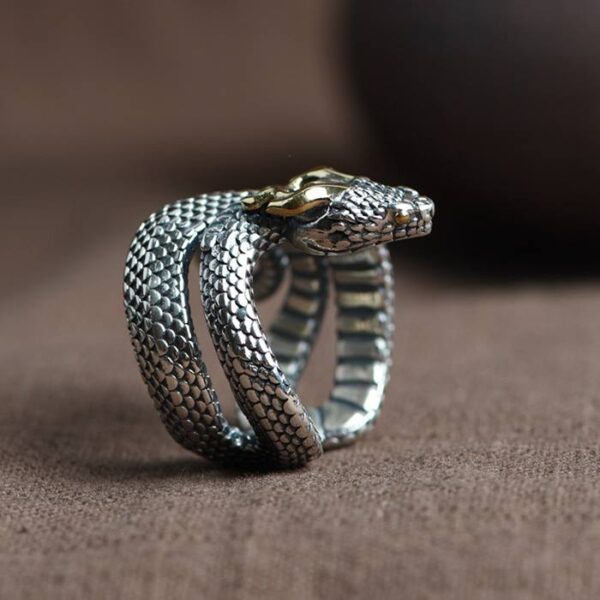 Mens Silver Snake Ring