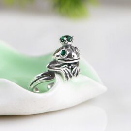 Silver Frog Crown Ring