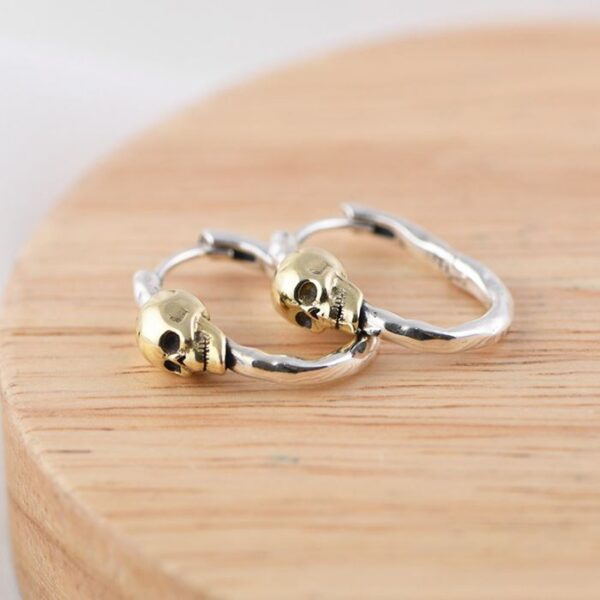 Silver Golden Skull Earrings