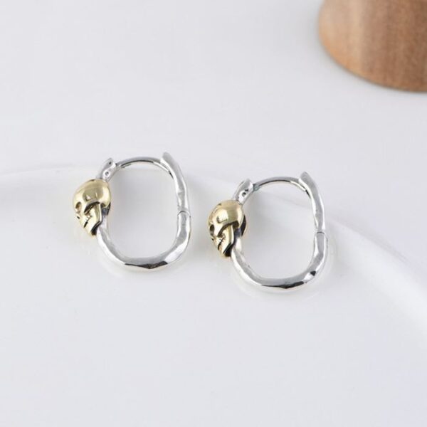 Silver Golden Skull Earrings