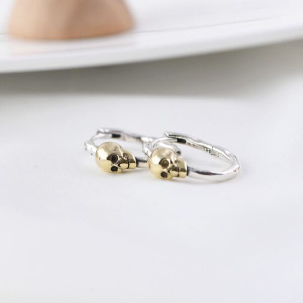 Silver Golden Skull Earrings