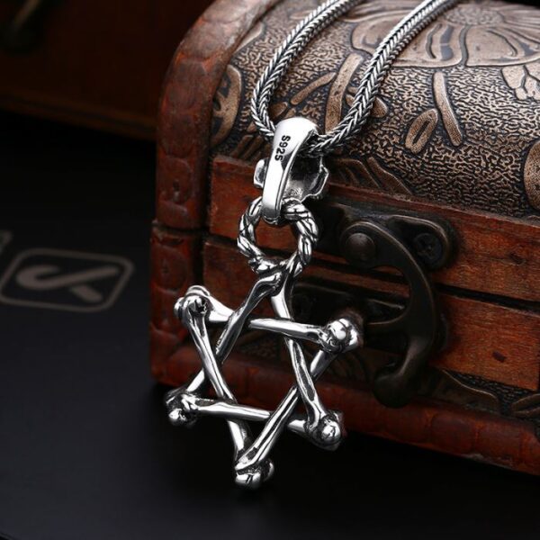 Bone Star of David Skull Pendant