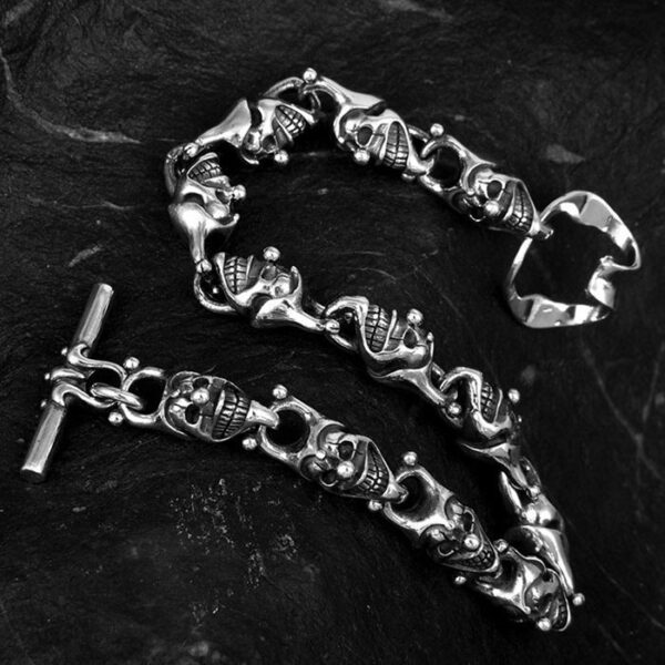 Silver Joker Skull Bracelet