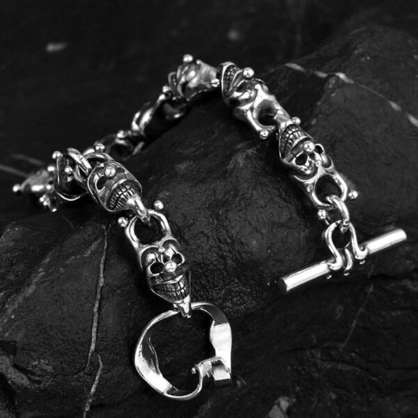 Silver Joker Skull Bracelet