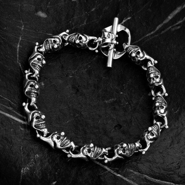 Silver Joker Skull Bracelet