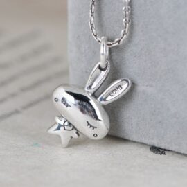Silver Easter Bunny Love Necklace