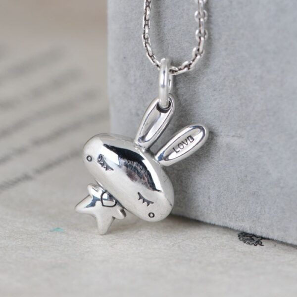 Silver Easter Bunny Love Necklace