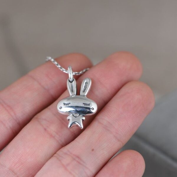 Silver Easter Bunny Love Necklace