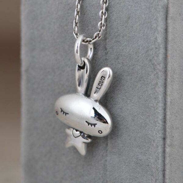 Silver Easter Bunny Love Necklace