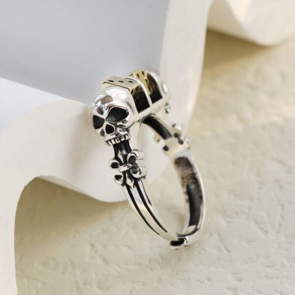 Silver Dice Skull Ring
