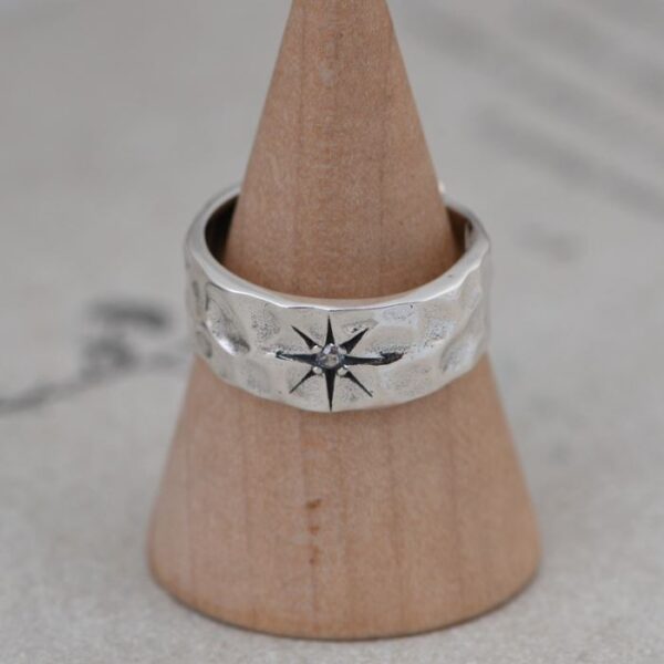 Hammered Starlight Diamond Ring