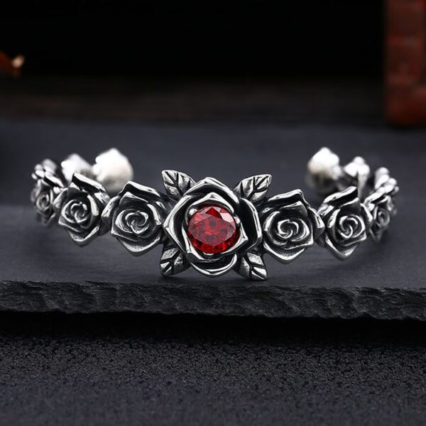 Silver Rose Cuff Bracelet