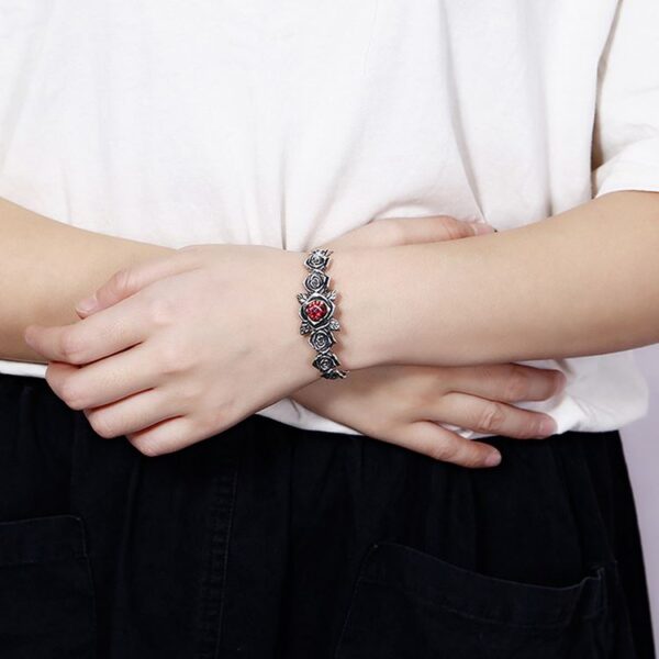 Silver Rose Cuff Bracelet