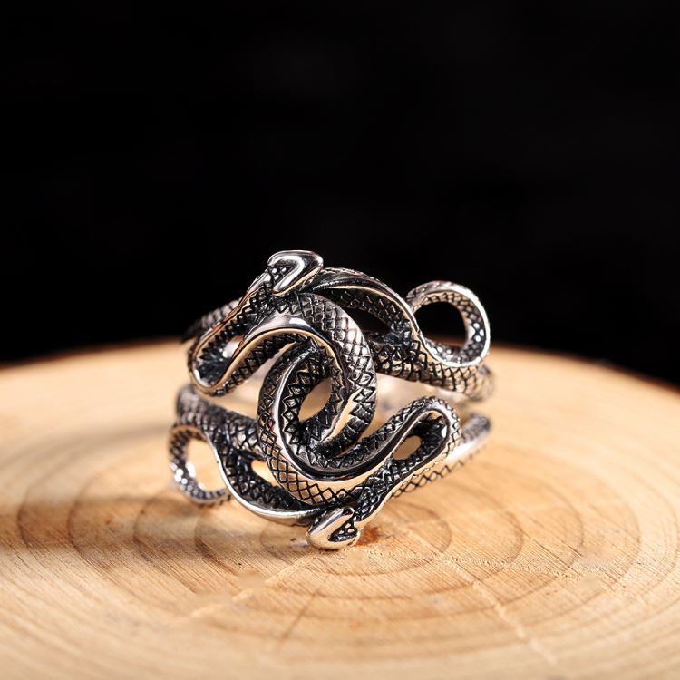 Sterling silver coiled snake ring vvv jewelry