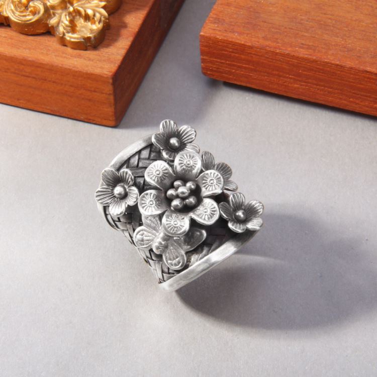 Braided Flower Butterfly Ring