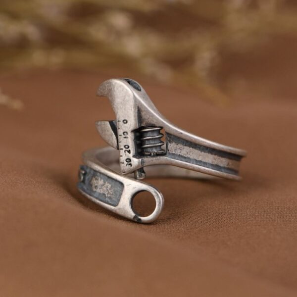 Silver Adjustable Wrench Ring