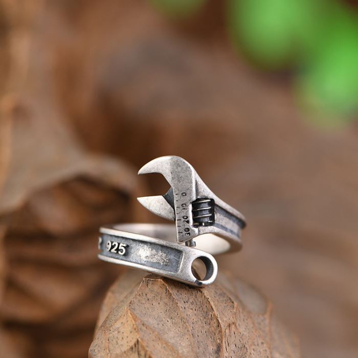 Silver Adjustable Wrench Ring