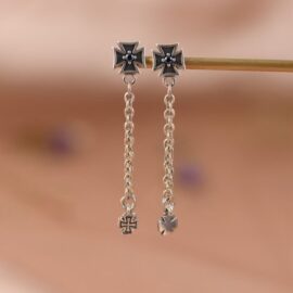 Silver Cross Chain Earrings