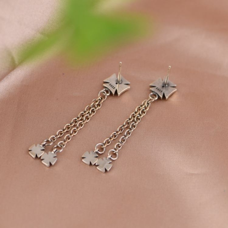 Silver Cross Chain Earrings