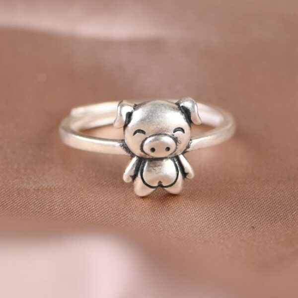 Silver Pig Ring
