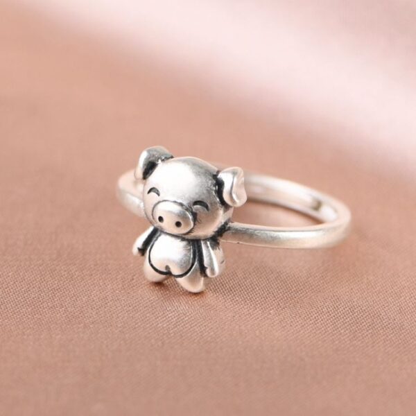 Silver Pig Ring