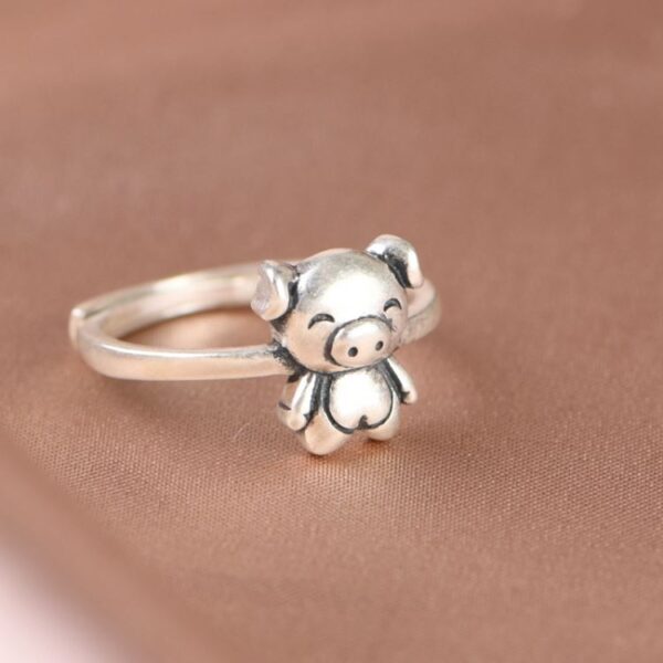 Silver Pig Ring