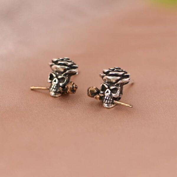 Skull Rose Stud Earrings