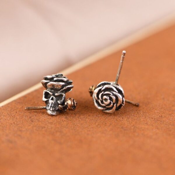 Skull Rose Stud Earrings