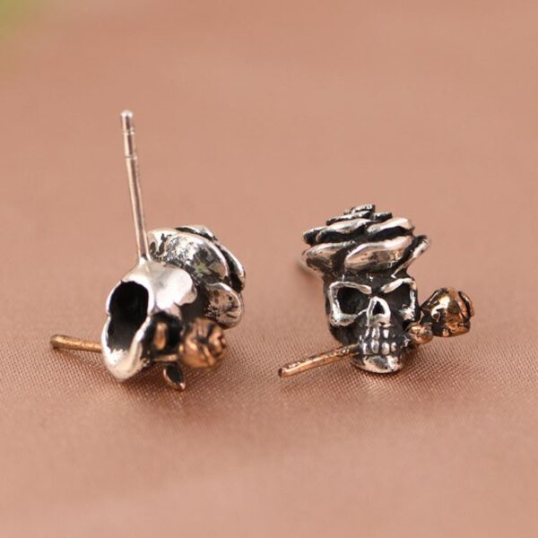 Skull Rose Stud Earrings