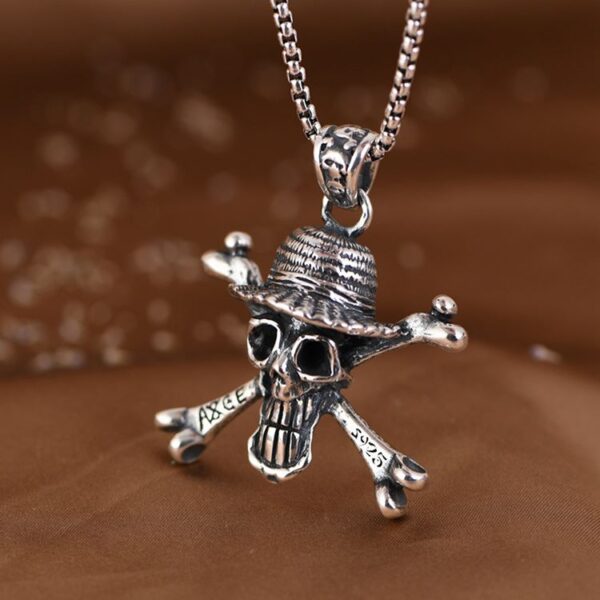 Skull Crossbones Straw Hat Necklace