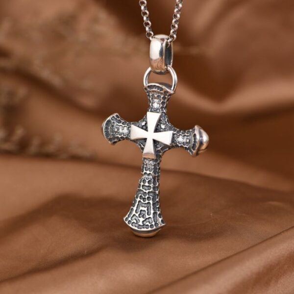 Hammered Cross Pendant Necklace